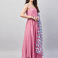 InWeave Women's Light Pink Strappy Set W White Blue Pink Ge Dupatta - Swadesiicart