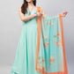 InWeave Women's Sky Blue Strappy Set W Aqua Orange Ge Dupatta - Swadesiicart