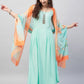 InWeave Women's Sky Blue Strappy Set W Aqua Orange Ge Dupatta - Swadesiicart