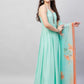 InWeave Women's Sky Blue Strappy Set W Aqua Orange Ge Dupatta - Swadesiicart