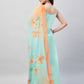 InWeave Women's Sky Blue Strappy Set W Aqua Orange Ge Dupatta - Swadesiicart