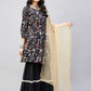 InWeave Black Tropical Sharara Set Gold Or Dupatta - Swadesiicart