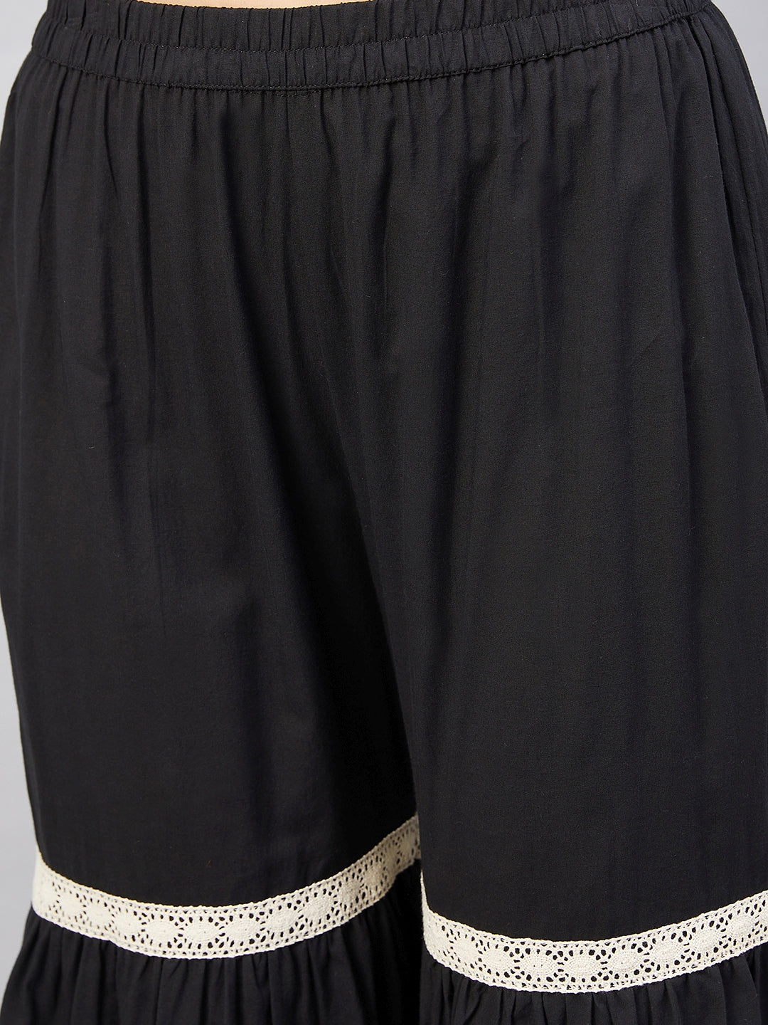 InWeave Black Tropical Sharara Set Gold Or Dupatta - Swadesiicart