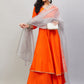 InWeave Women's Orange Gota Long Kurta Set W Grey Gota Or Dupatta - Swadesiicart