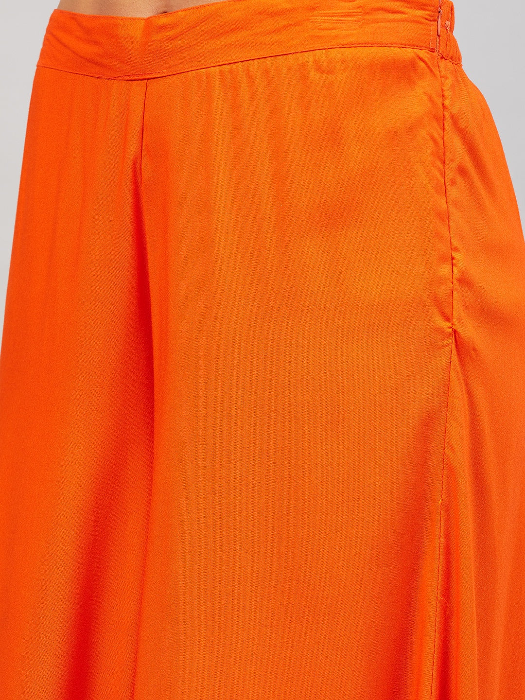 InWeave Women's Orange Gota Long Kurta Set W Grey Gota Or Dupatta - Swadesiicart