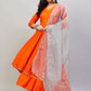 InWeave Women's Orange Gota Long Kurta Set W Grey Gota Or Dupatta - Swadesiicart