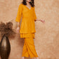 InWeave Women's Mustrad Lurex High Low Angrakha Tie Up Kurta Set - Swadesiicart