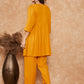 InWeave Women's Mustrad Lurex High Low Angrakha Tie Up Kurta Set - Swadesiicart