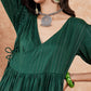 InWeave Women's Pine Green Lurex High Low Angrakha Tie Up Kurta Set - Swadesiicart