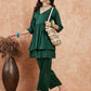 InWeave Women's Pine Green Lurex High Low Angrakha Tie Up Kurta Set - Swadesiicart