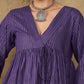 InWeave Women's Purple Lurex V Neck Front Tie Up Kurta Pant Set - Swadesiicart