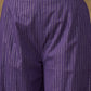 InWeave Women's Purple Lurex V Neck Front Tie Up Kurta Pant Set - Swadesiicart