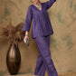 InWeave Women's Purple Lurex V Neck Front Tie Up Kurta Pant Set - Swadesiicart