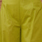 InWeave Women's Lime Green Lurex Neck Patti Halter Kurta Pant Set - Swadesiicart