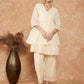 InWeave Women's White Gold Lurex High Low Angrakha Tie Up Kurta Set - Swadesiicart