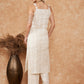 InWeave Women's White Lace Lurex Thick Strapp Straight Kurta Pant Set - Swadesiicart
