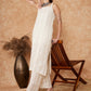 InWeave Women's White Lace Lurex Thick Strapp Straight Kurta Pant Set - Swadesiicart