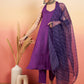 InWeave Women's Violet Neck Patti Halter Kurta Set W Violet Badhani Dupatta - Swadesiicart