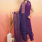 InWeave Women's Violet Neck Patti Halter Kurta Set W Violet Badhani Dupatta - Swadesiicart