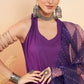 InWeave Women's Violet Neck Patti Halter Kurta Set W Violet Badhani Dupatta - Swadesiicart