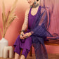 InWeave Women's Violet Neck Patti Halter Kurta Set W Violet Badhani Dupatta - Swadesiicart