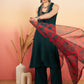 InWeave Women's Dark Green Neck Patti Halter Kurta Set Red Green Or Dupatta - Swadesiicart