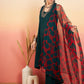 InWeave Women's Dark Green Neck Patti Halter Kurta Set Red Green Or Dupatta - Swadesiicart