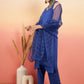 InWeave Women's Ink Blue Neck Patti Halter Kurta Set Blue Badhani Or Dupatta - Swadesiicart