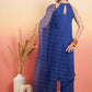 InWeave Women's Ink Blue Neck Patti Halter Kurta Set Blue Badhani Or Dupatta - Swadesiicart