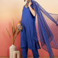InWeave Women's Ink Blue Neck Patti Halter Kurta Set Blue Badhani Or Dupatta - Swadesiicart