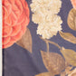 InWeave Women's Marmalade Orange Neck Patti Halter Kurta Set Navy Floral Ge Dupatta - Swadesiicart
