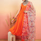 InWeave Women's Orange Sleeveless Flared Kurta Set Offwhite Multi Floral Or Dupata - Swadesiicart