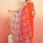 InWeave Women's Orange Sleeveless Flared Kurta Set Offwhite Multi Floral Or Dupata - Swadesiicart