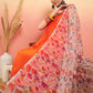 InWeave Women's Orange Sleeveless Flared Kurta Set Offwhite Multi Floral Or Dupata - Swadesiicart