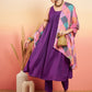 InWeave Women's Violet Sleeveless Flared Kurta Set Squar Badhani Silk Dupatta - Swadesiicart