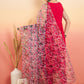 InWeave Women's Magenta Sleeveless Flared Kurta Set Blue Pink Or Dupatta - Swadesiicart