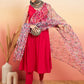 InWeave Women's Magenta Sleeveless Flared Kurta Set Blue Pink Or Dupatta - Swadesiicart