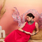 InWeave Women's Magenta Sleeveless Flared Kurta Set Blue Pink Or Dupatta - Swadesiicart