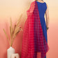 InWeave Women's Ink Blue Sleeveless Flared Kurta Set Fuschia Ba Or Dupatta - Swadesiicart