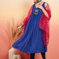 InWeave Women's Ink Blue Sleeveless Flared Kurta Set Fuschia Ba Or Dupatta - Swadesiicart