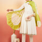 InWeave Women's White Lurex V Neck Gota Anarkali Kurta Set Lime White Lurex Dupatta - Swadesiicart