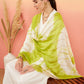 InWeave Women's White Lurex V Neck Gota Anarkali Kurta Set Lime White Lurex Dupatta - Swadesiicart