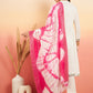 InWeave Women's White Lurex V Neck Gota Anarkali Kurta Set Magenta Lurex Dupatta - Swadesiicart