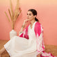 InWeave Women's White Lurex V Neck Gota Anarkali Kurta Set Magenta Lurex Dupatta - Swadesiicart