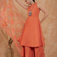 InWeave Women's Light Rust Lurex Kurta Set W Orange Big Or Dupatta - Swadesiicart