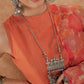InWeave Women's Light Rust Lurex Kurta Set W Orange Big Or Dupatta - Swadesiicart