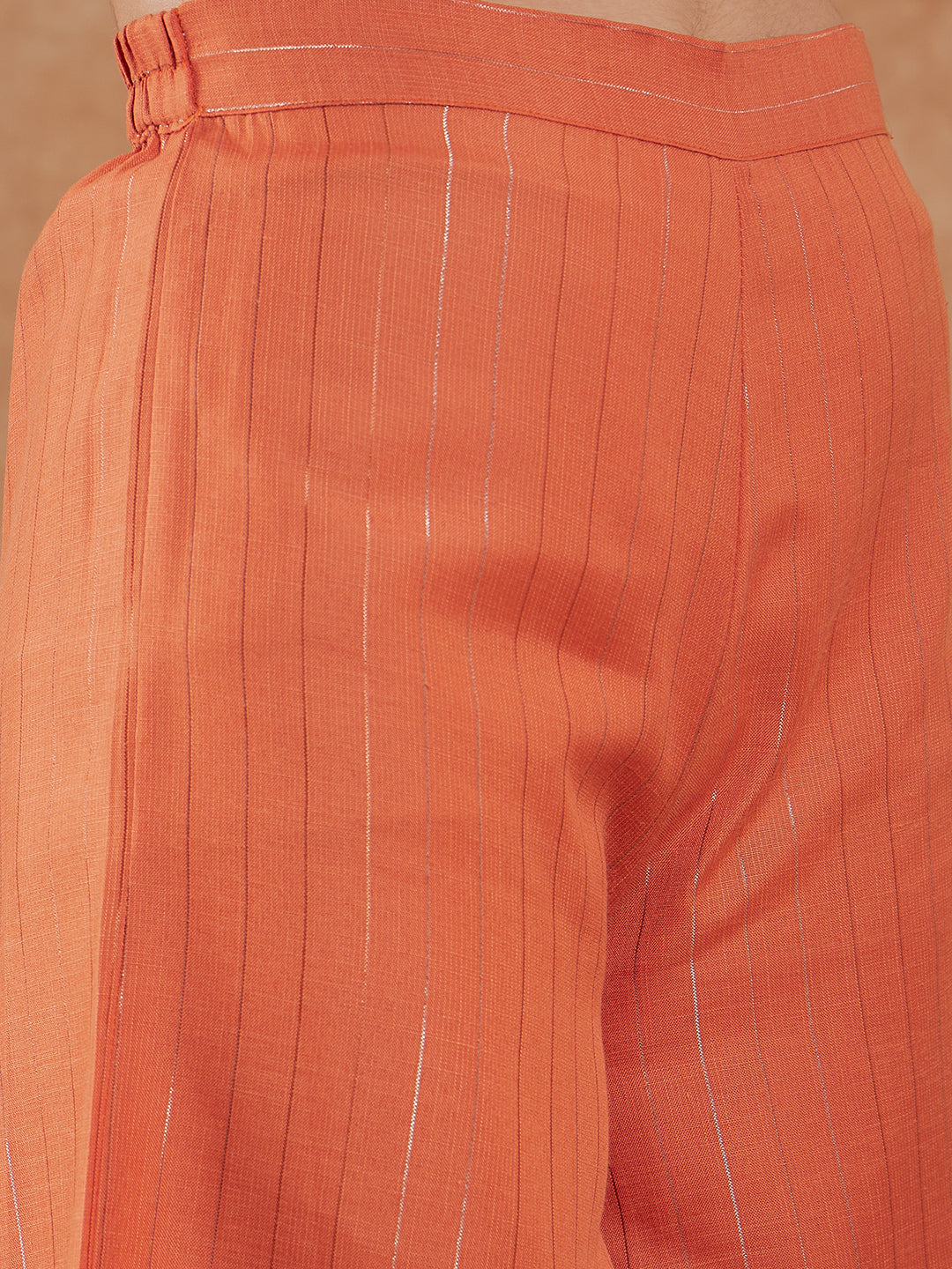 InWeave Women's Light Rust Lurex Kurta Set W Orange Big Or Dupatta - Swadesiicart