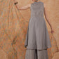 InWeave Women's Light Grey Lurex Kurta Set Multi Garden Or Dupatta - Swadesiicart