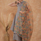 InWeave Women's Light Grey Lurex Kurta Set Multi Garden Or Dupatta - Swadesiicart