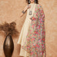InWeave Women's Cream Lurex Kurta Set Pear Green Pink Or Dupatta - Swadesiicart